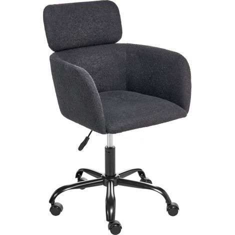 Silla de escritorio oficina giratoria moderna altura regulable de bouclé negro Alena