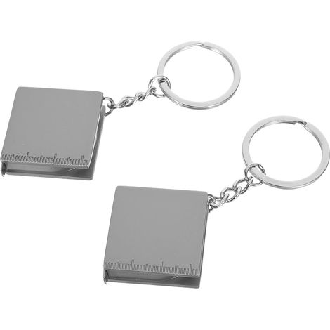 SHINEOFI 2 Pièces Porte-clés Mini Mètre Ruban en Alliage de Zinc Double Échelle, Mesure Précise pour Couture et Artisanat, Outil de Poche Pratique Argenté (1/5)