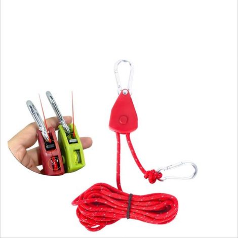 Tendeur de corde avec poulie, 4 pièces, diamètre de corde 4 mm, longueur totale 4 m, tendeur de corde pour usage extérieur, poulie pour cordes de tente, poulie (1/5)