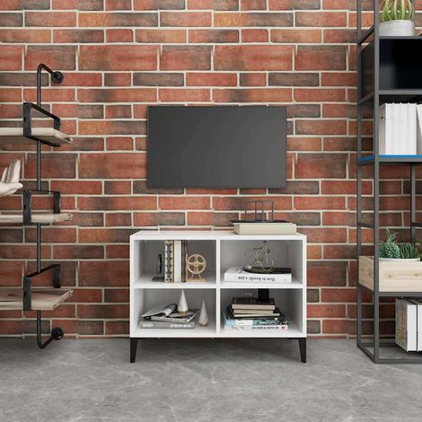 vidaXL Meuble TV avec pieds en métal Blanc 69,5x30x50 cm (1/5)