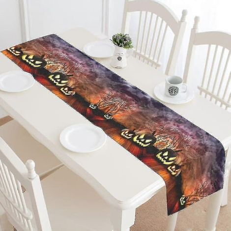 Chemin de table citrouille effrayante, décoration intérieure 40x180 cm, nappe fantôme pour mariage, fête, banquet (1/3)