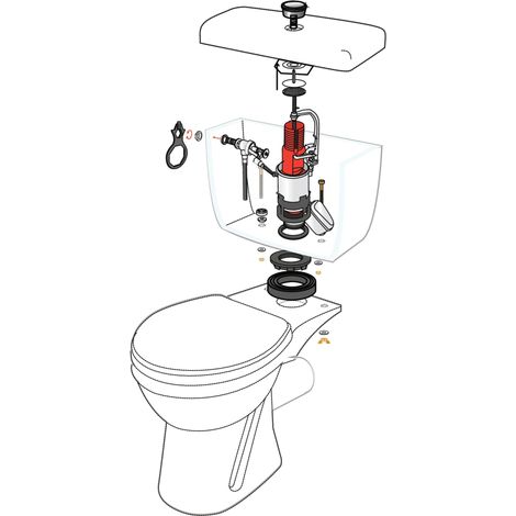 Chasse d'eau wc complète mécanisme wc simple chasse MP et robinet flotteur à alimentation latérale F80, Wirquin 10724138, gris (1/3)