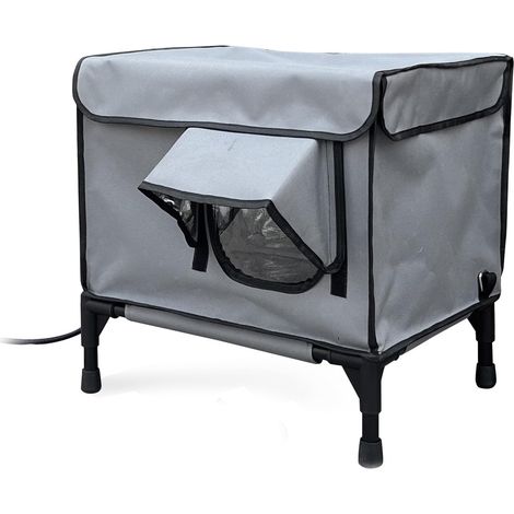 Niche Chauffante pour L'extérieur, 3 Minuteries Réglables, Portable, Résistante aux Intempéries, Isolée, Pliable, pour Chats D'extérieur, Chats Sauvages et Petits Animaux (EU) (1/5)