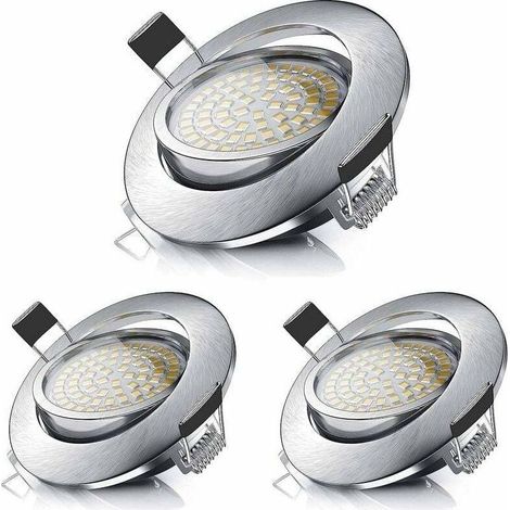 Spot encastrable LED, plafonnier encastrable 5W équivalent à une lampe halogène 50W, blanc chaud 3000K 470LM, spot orientable IP44 pour salle de bain, salon, couloir (3 pièces) [Classe énergétique A+ (1/5)