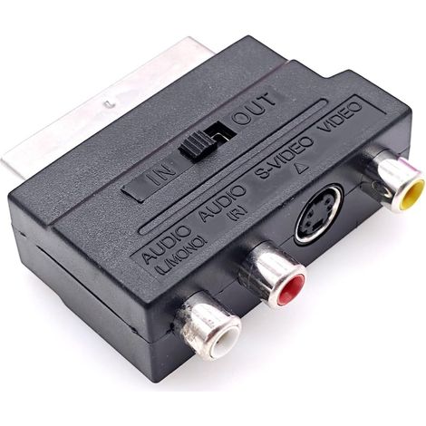Adaptateur péritel vers 3 prises RCA prise péritel mâle vers 3 prises RCA femelles avec convertisseur entrée/sortie commutable, connecteur audio/vidéo AV pour téléviseur, lecteur DVD, magnétoscope (1/5)