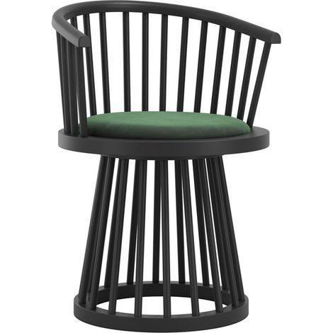 Lina Indoor Dining Chair - Velvet/Wood - L53 x W57 x H78.5 cm - Forest Green/Black - Fully Assembled
