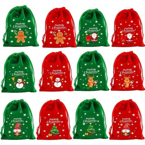 Weihnachtsgeschenktüten, Verpackungsbeutel, verschiedene Muster, gelbe Jute