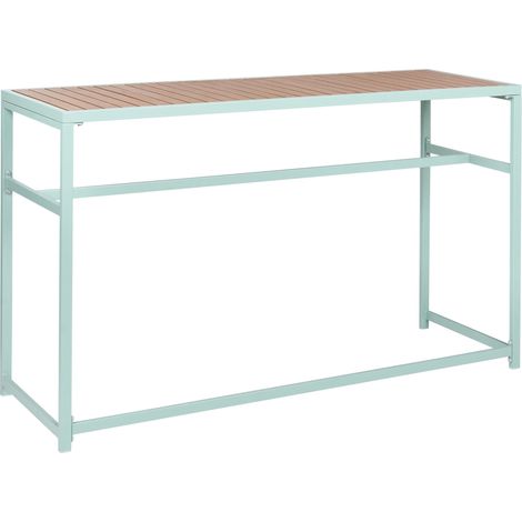 Garden Bar Table Light Green Steel Base Polywood Top 150 x 50 cm 2 Seater Rectangular Indoor Outdoor Modern AVETRANA (1/5)