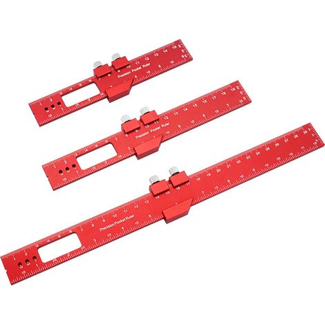 Règle de précision en métal avec arrêt coulissant - 30
cm, 20 et 16 cm, mesure et marquage réglables pour le travail du bois (1/5)