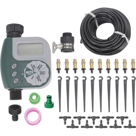 Programmateur d'arrosage automatique Système d'irrigation goutte-à-goutte programmable avec cadran rotatif étanche pour jardin pelouse et plantes en pot kit complet facile à installer (1/5)