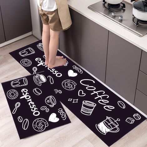 -Set di 2 tappetini da cucina antiscivolo, assorbenti per acqua e olio, resistenti alla polvere (40 x 60 + 40 x 120 cm)