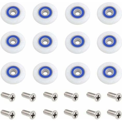 Roulette Porte Douche 12 Pièces 27mm Roulettes pour Porte de Douche Roulette Porte Douche Roues Roulettes de Rechange Roulette Porte Roulette de Douche pour Porte de Douche avec Des Vis