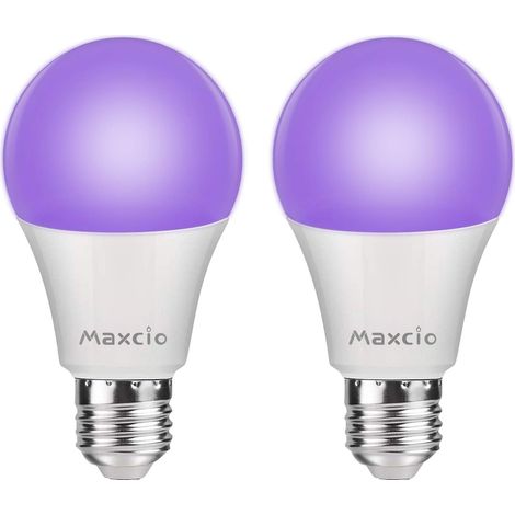 2pcs ampoule violette UV 385-400nm9W en aluminium recouvert de plastique couverture transparente fête d'hôtel maison hantée décoration d'atmosphère fluorescente (1/5)