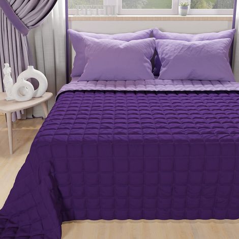 PETTI Artigiani Italiani - Trapuntino Matrimoniale Maxi, Copriletto Matrimoniale Maxi, Trapuntino Double Face, Trapunta Primaverile, Lilla Viola, 100% Made in Italy (1/5)