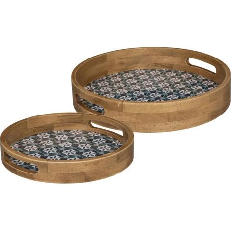 Lot de 2 Plateaux Déco "Alicante" 34cm Multicolore