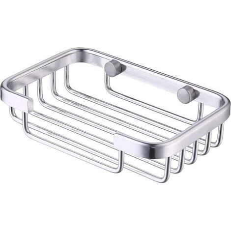 Jabonera de pared, jabonera con tornillos, jabonera de ducha de aluminio, jabonera plateada (1/4)