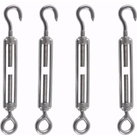 M6 Wäscheleinenspanner, 304 Edelstahl, 4 Stück, verstellbarer Spanner, Drahtspanner, verwendet für Stahldraht, Antenne, Wäscheleine, Kette, Gartendekoration, Solarsegel-Befestigung