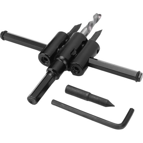 Perceuse trépan réglable 30-120mm, scie cloche en acier allié, découpe ronde DIY pour bois, plastique et panneaux, kit de coupe professionnel. (1/5)