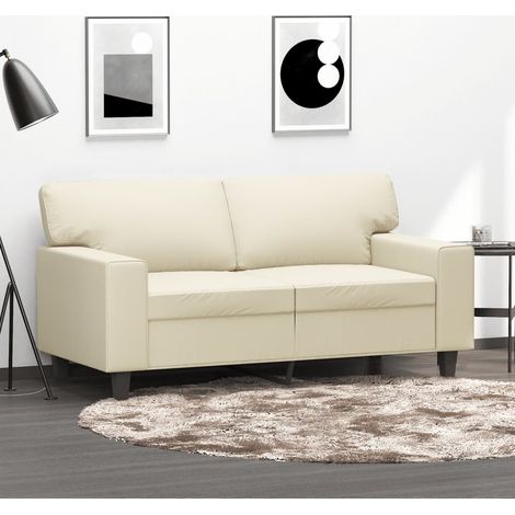 Canapé à 2 places,Sofa pour Salon,Banquette Crème 120 cm Similicuir CFW71662 (1/5)