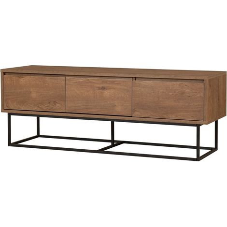 Meuble TV 3 tiroirs effet noyer 140 cm - Nerio