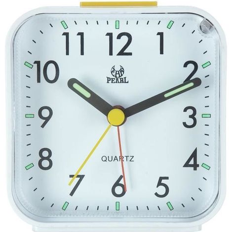 (blanc)Réveil Veilleuse et Snooze / Ascendant Alarme sonore / Simple à régler Horloges, alimenté par batterie, petit, (1/4)