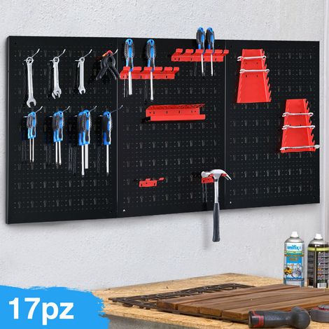 Pannello da Parete 17pz Portautensili Porta Attrezzi in Metallo Officina Garage (1/5)