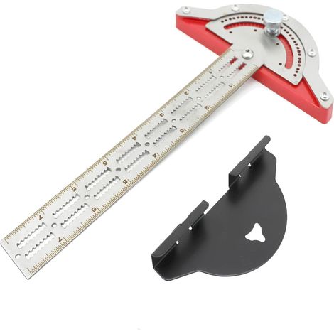 Règle de bord pour le travail du bois, règle d'outils de précision pour le travail du bois avec rapporteur d'angle réglable, règle de marquage de charpentier en acier inoxydable (15 pouces) (1/5)