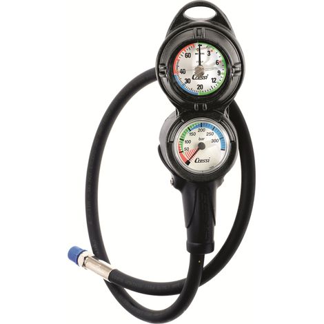 Cressi Console PD2 Pressure + Depth Gauge Console 2 Strumenti Manometro/Profondimetro per Immersioni, Taglia Unica, Nero, Adulto Unisex, M/BAR (1/5)
