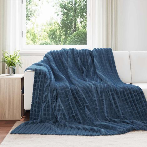 Überwurfdecke Marineblau 240 x 220 cm Fleece