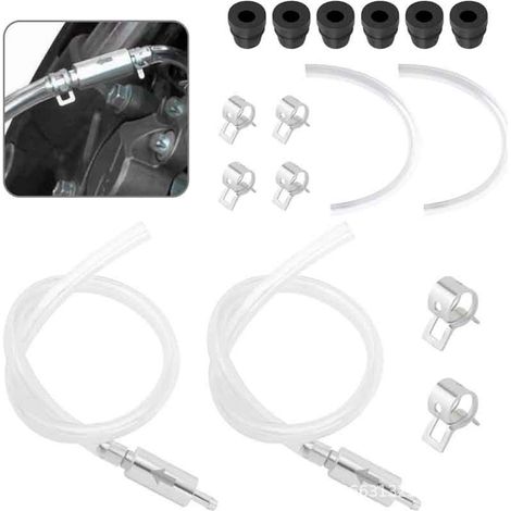 Kit de purge de freins pour moto, comprenant 2 flexibles, 6 embouts et colliers de serrage, 6 flexibles et 6 bouchons. (1/4)