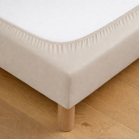 Cache sommier jersey coton extensible Beige 140x190 cm