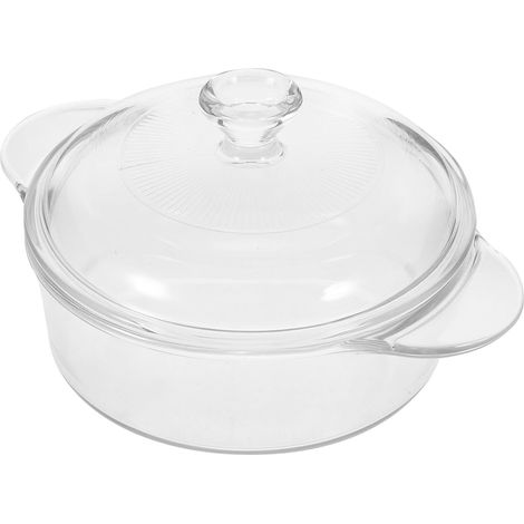 Bol Verre Transparent avec Couvercle et Poignées Doubles Bol de Service Haute Capacité pour Salades Desserts et Snacks Résistant Chaleur pour Réunions et Cuisine Quotidienne (1/5)