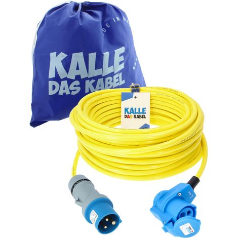 Kalle Verlängerungskabel CEE 230V 16A 2,5mm² Winkel Extreme Signal Gelb IP44 20 Meter