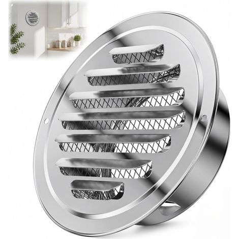 Grille Ventilation Inox Ronde VMC Anti Insectes Interieur Exterieur (1/5)