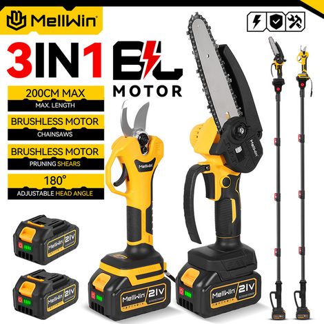 Kit d’outils d’élagage de jardin – Scie électrique brushless à perche télescopique 2 m, pour batterie Makita 18V
