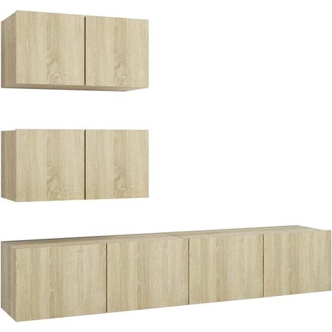 Maison Exclusive - Juego de muebles de salón 4 piezas roble Sonom (1/5)