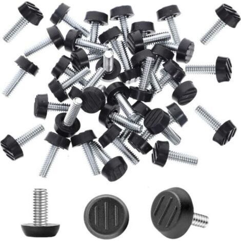 Lot de 70 niveleurs de meubles, filetage M6 réglable, en acier inoxydable et ABS, rond, à visser, 24 mm x 18 mm, pour table, chaise, pieds de meubles (1/4)