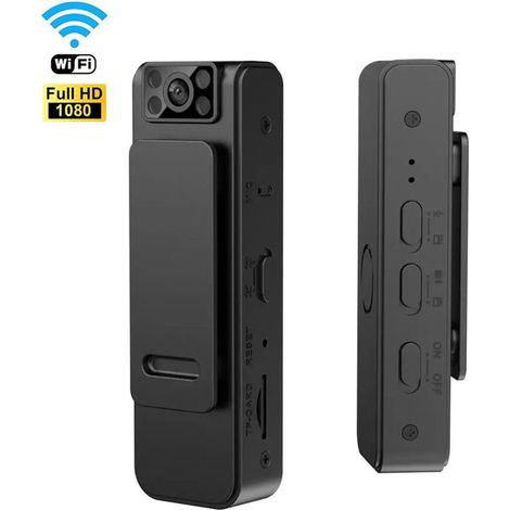 1 Mini caméra, 1080P HD, objectif rotatif 90 degrés, vision nocturne, clip magnétique, pour surveillance intérieure