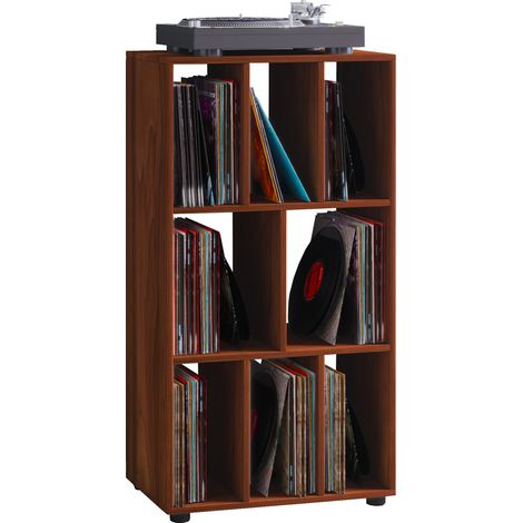 Schaltino Regal retro für LP Platten Rack 8 Regale Kern-Nussbaum dekor.