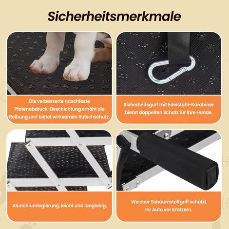 Rampa pieghevole per cani 86,4x43,2x66 cm in alluminio nero antiscivolo FloraGrace (1/5)