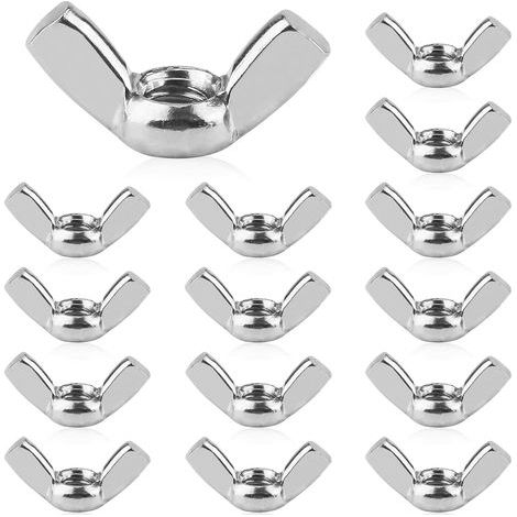 40 Pièces Ecrou Papillon M8 Ecrous à Ailette Filetage en Acier Inoxydable Écrous à Oreilles pour la Fixation Accessoire Bricolage Couleur Argent (1/5)