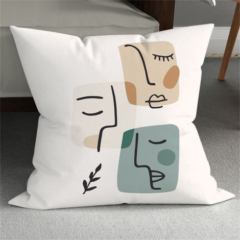 Coussin décoratif carré à motif artistique, taie d'oreiller, style tendance, pour canapé, fauteuil, chambre à coucher, type 3, 45 x 45 cm / 17,72 x 17,72 pouces (1/5)