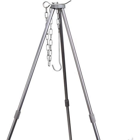 Barbecue portable suspendu en acier inoxydable – Charge 12 kg – Ajustable en hauteur – Sac de transport inclus – Pour camping et extérieur (1/5)