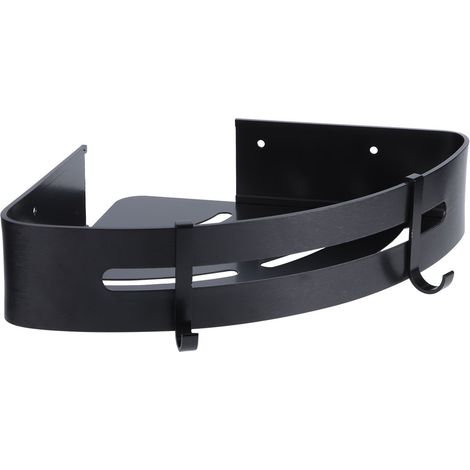 Wandhängendes Eckregal aus Aluminium, doppellagig, für Badezimmer, Schwarz (1/5)