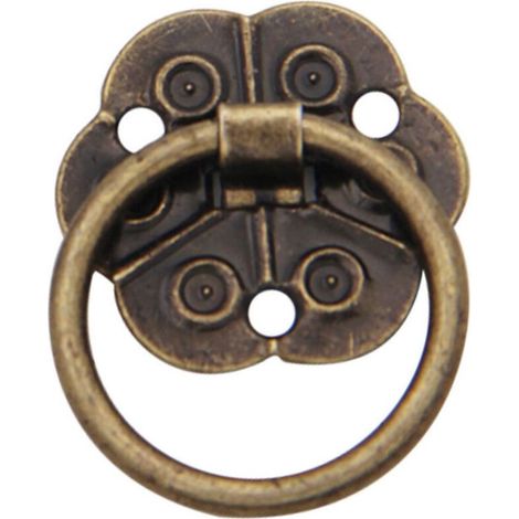 Lot de 20 poignées de porte en forme d'anneau - Style vintage antique - Pour meubles de maison, placard, tiroir, portes (2 x 2 cm) (1/4)