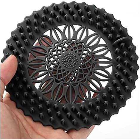 Attrape-cheveux, attrape-cheveux pour bonde de douche, attrape-cheveux en silicone, protection de bonde en plastique, convient pour la cuisine, la salle de bain, la baignoire et l'évier, lot de 2 (noi (1/3)