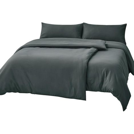 Bettwäsche-Set 135x200cm 4-teilig Anthrazit Mikrofaser Oeko-TEX (1/5)