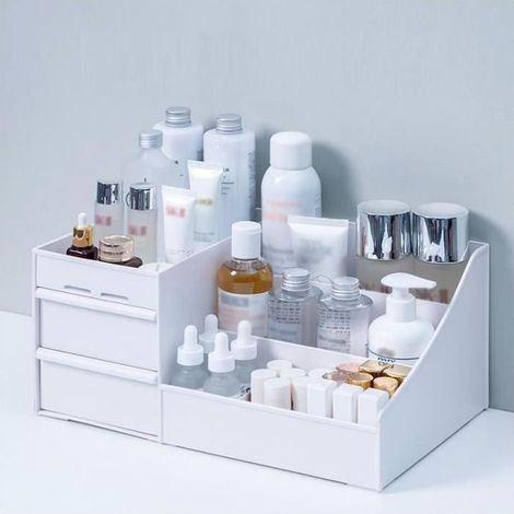Grande capacité cosmétique boîte de rangement maquillage tiroir organisateur bijoux vernis à ongles - Type WHITE-28x17x13cmC (1/4)