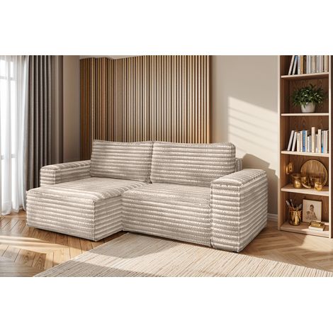 L-förmiges Bohoo-Ecksofa mit Schlaffunktion stoff Velo Beige Links (1/5)