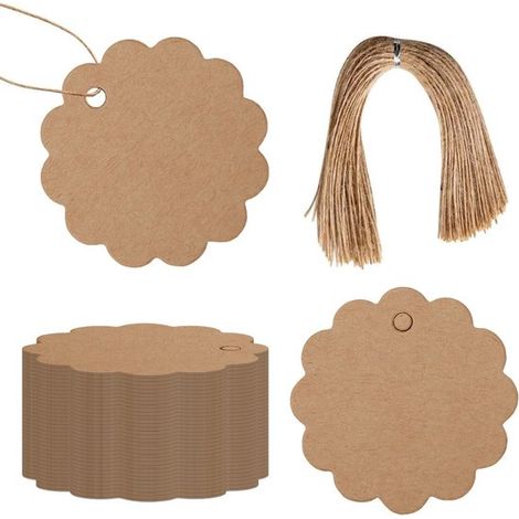 100 pezzi di biglietti regalo, biglietti di Natale in carta kraft, biglietti regalo di Natale per carta da regalo natalizia fai da te, matrimoni, feste, lavori artigianali (fiore 6x6cm-W) (1/5)